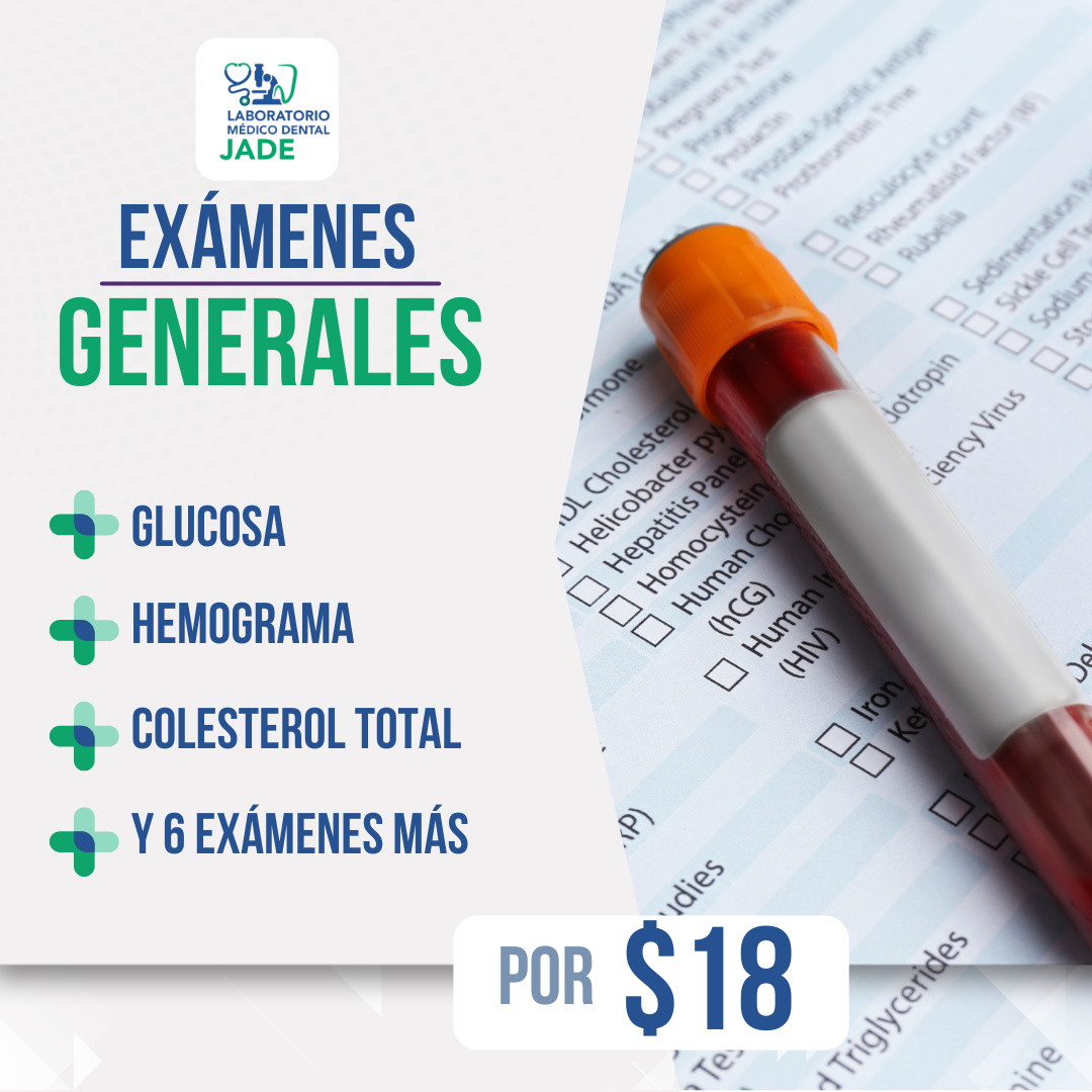 Exámenes de Laboratorio Preventivo (Glucosa, Ácido Úrico, Colesterol, Triglicéridos y más) por $18 en Laboratorio Médico Dental Jade