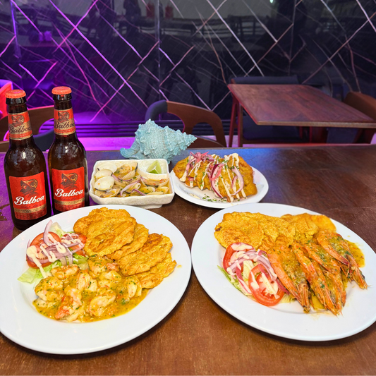 2 Platos Fuertes de Camarones o Langostinos + 2 Entradas para Compartir + 4 Bebidas por $20 en Atlantis