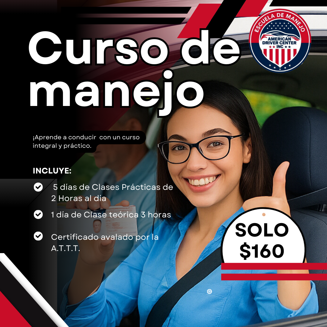 Curso de Manejo Completo de 6 Días + Certificación Avalada por la ATTT + Examen Médico y Material de Estudio por $160 en American Driver Center