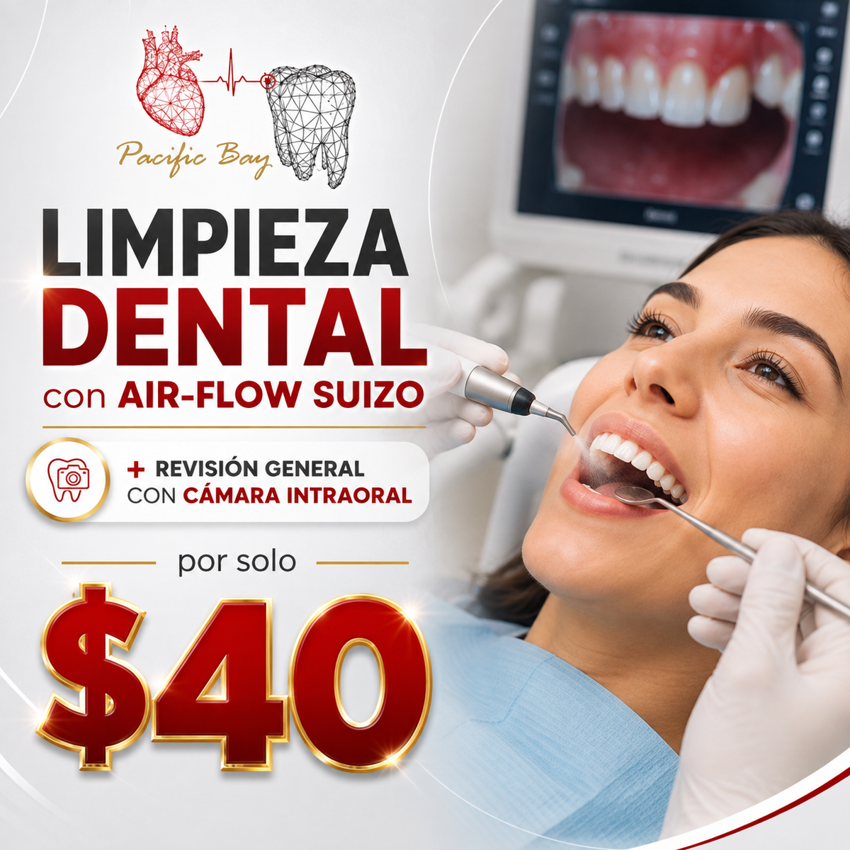 Limpieza Dental con Air-Flow Suizo por solo $40 en Clínica Dental Pacific Bay