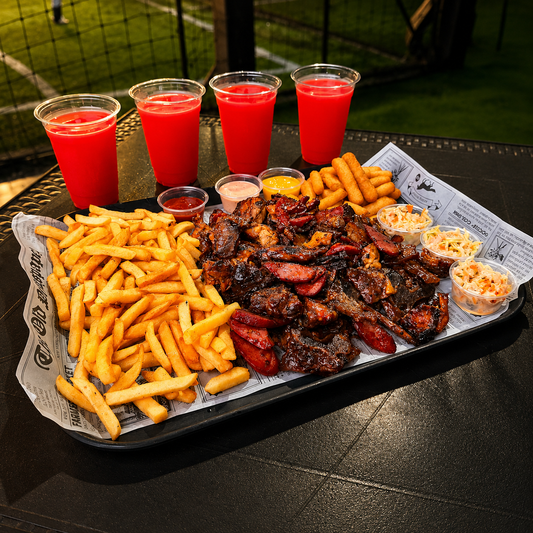 Bandeja La Patrona Ahumada para Compartir + 4 Bebidas por $20 en Brazas y Ahumados