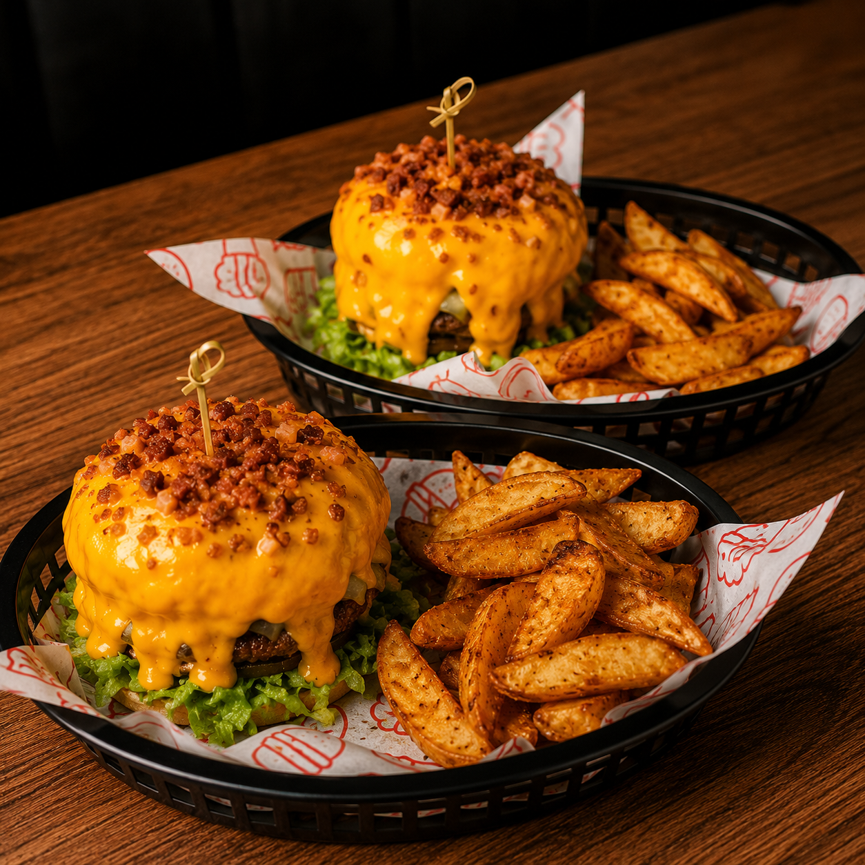 2x1 en Cheese Bacon Burger con Papas por $13.25 en Alitas Salvaje Pub