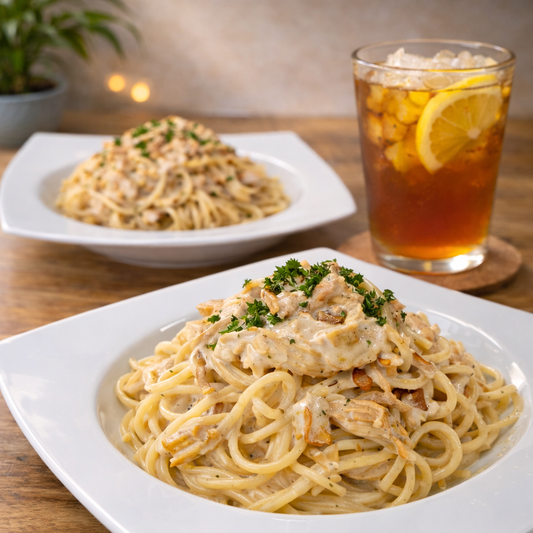 2 Pastas + 2 Panes de Ajo + 2 Té Fríos por solo $15 en Legado Restaurante