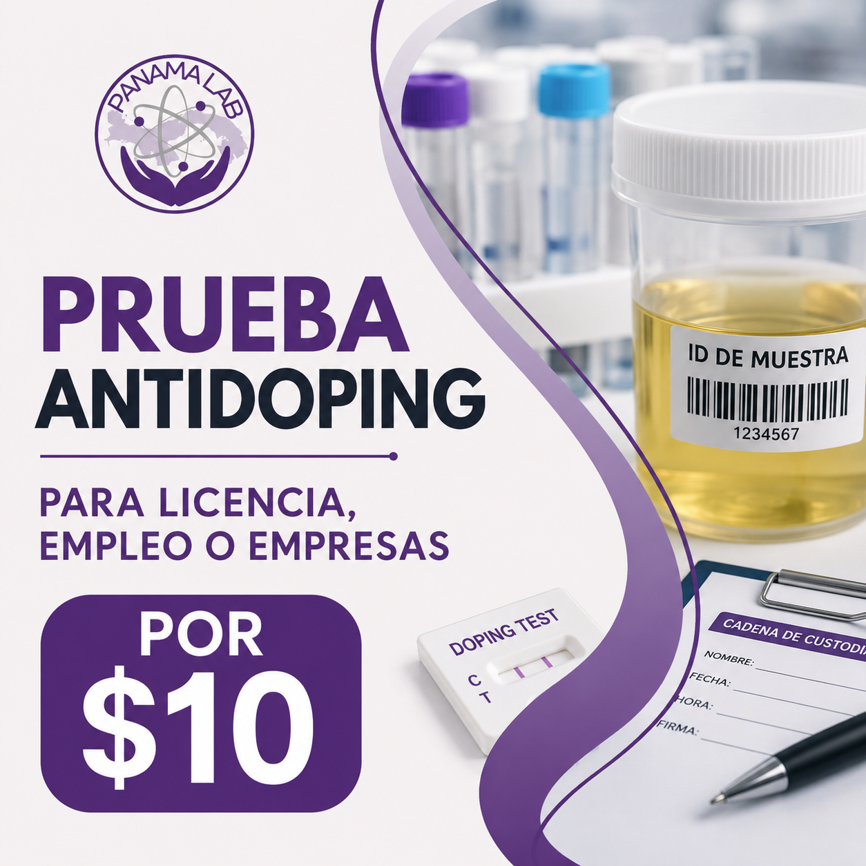 Prueba Antidoping para Licencia, Empleo o Empresas por solo $10 en Panamá Lab