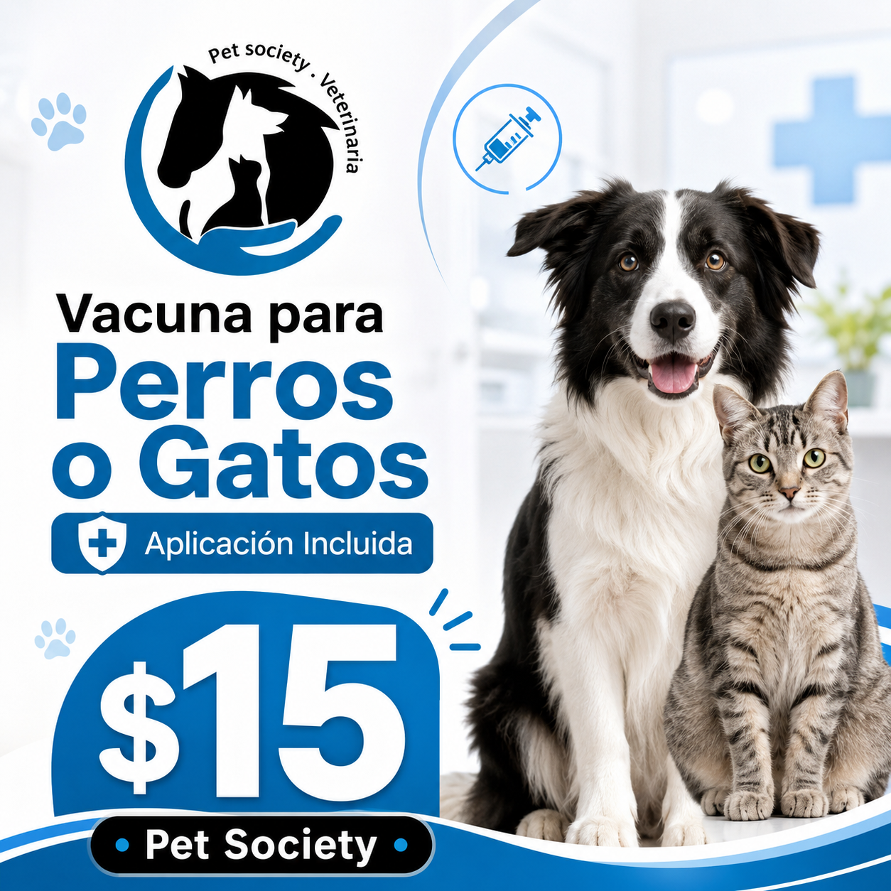 Vacuna para Perros o Gatos con Aplicación Incluida por $15 en Pet Society