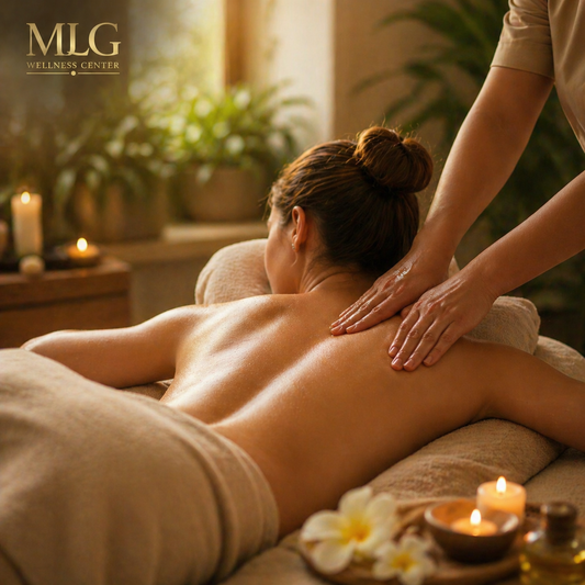 Circuito Relax: Masaje + Copa de Vino + Acceso a Piscina por solo $25 en MLG Wellness
