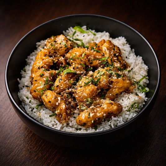 2 Bowls Oriental: Pollo Coreano + Arroz Jazmín + Entrada + 2 Bebidas por solo $12 en Alitas Salvajes Pub