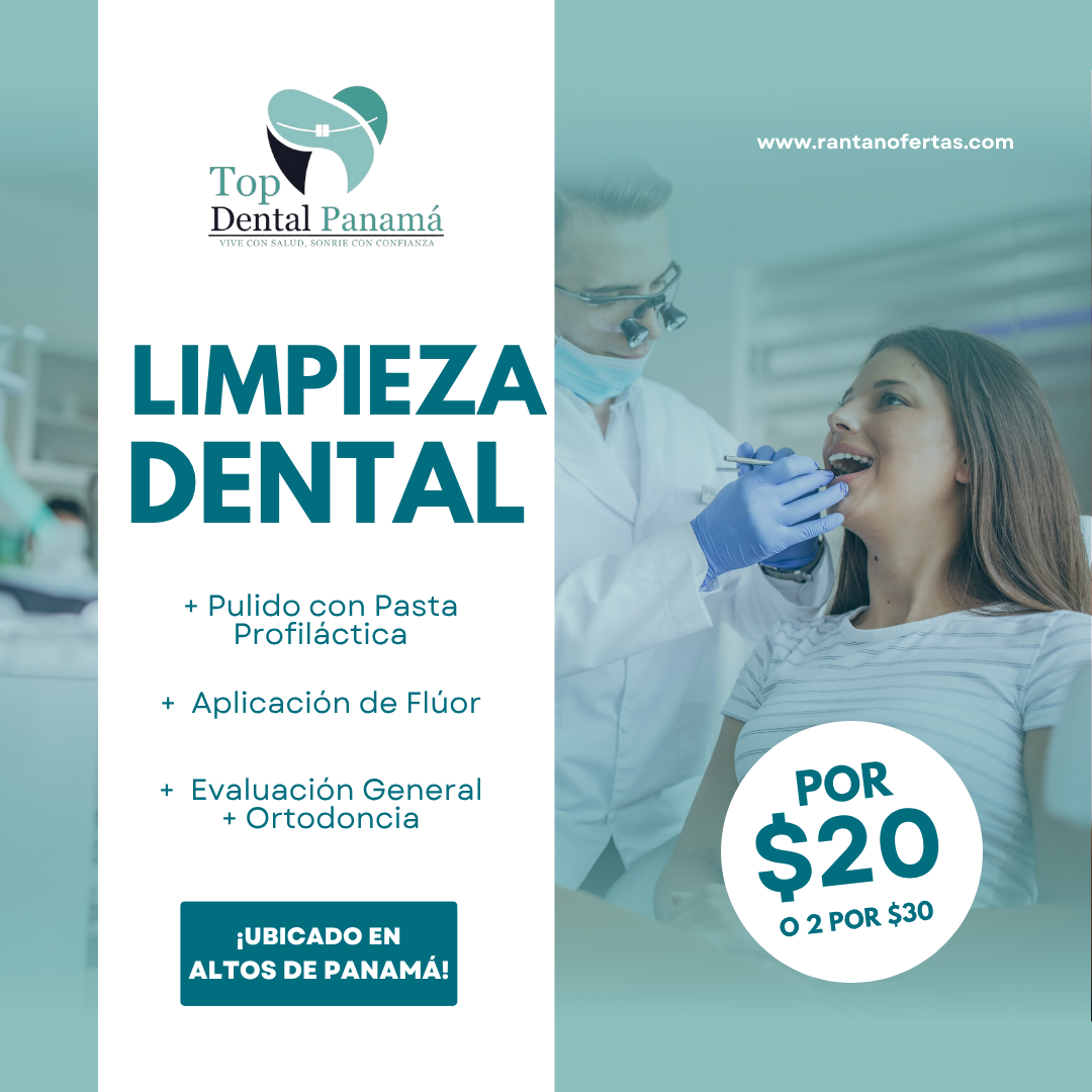 Limpieza Dental + Pulido Dental + Aplicación de Fluor + Evaluación General y de Ortodoncia por $20 y 2 por $30 en Top Dental
