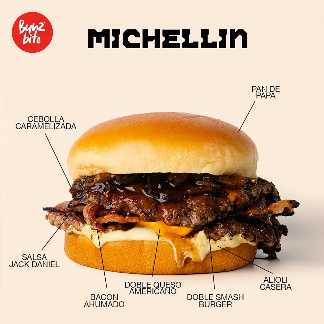 2 Burgers Michellin con Papas + 2 Bebidas por $14 en BunzBite.