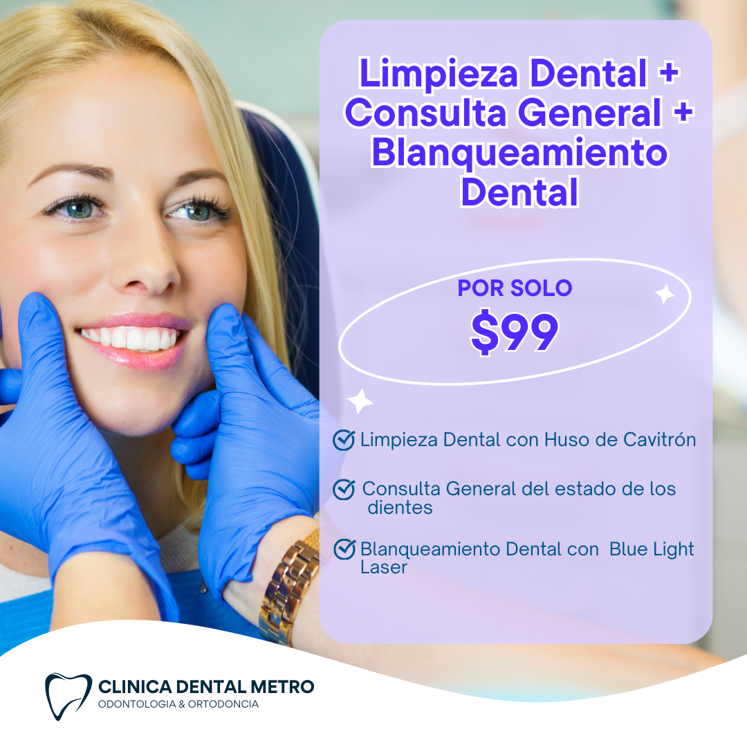 Limpieza Dental + Consulta General + Blanqueamiento Dental con Blue Light Laser por $99 en Clínica Dental Metro