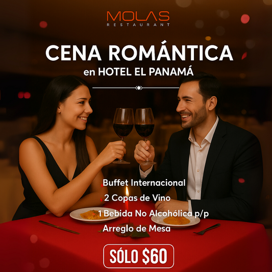 Cena Romántica para 2 personas por $60 en Molas Restaurant