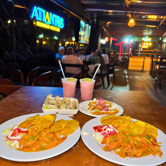 2 Platos Fuertes de Camarones o Langostinos + 2 Entradas para Compartir + 4 Bebidas por $20 en Atlantis