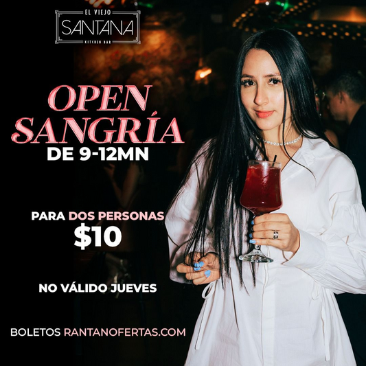 Open Sangría por 3 Horas para 2 Personas por $10 en El Viejo Santana