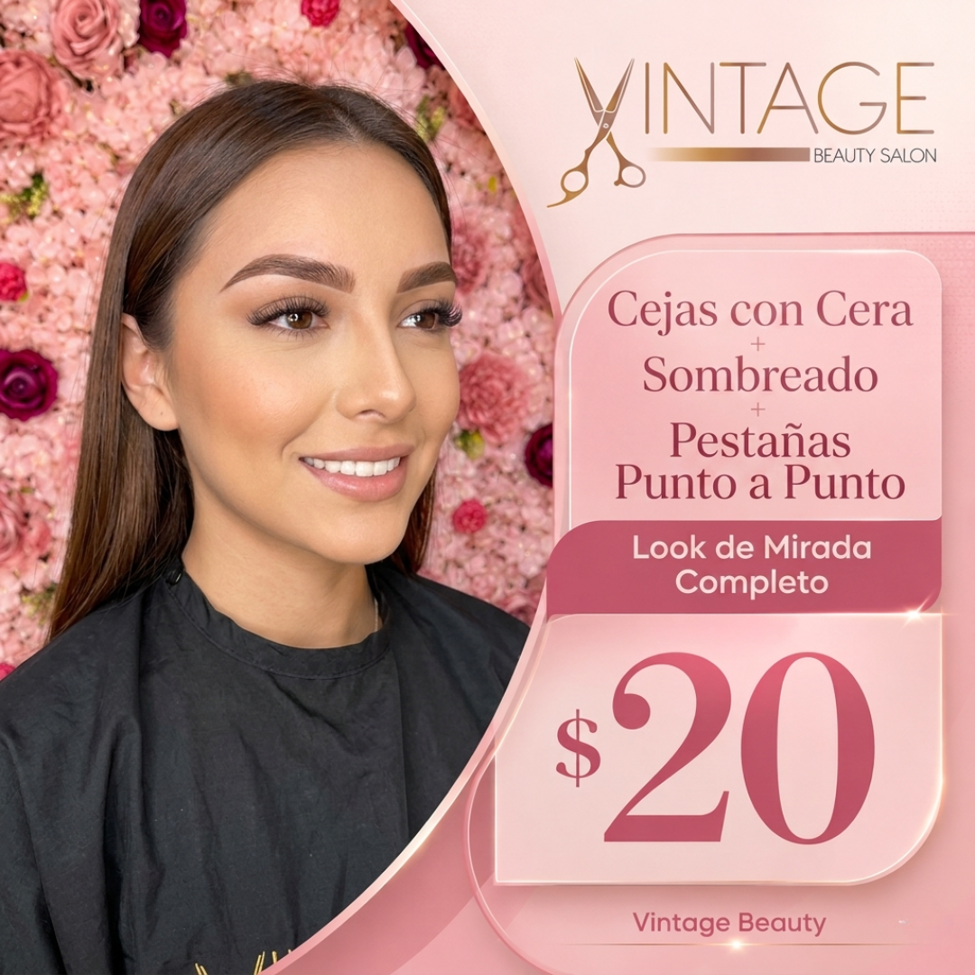 Cejas con Cera + Sombreado + Pestañas Punto a Punto por solo $20 en Vintage Beauty