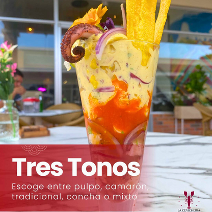 2 Ceviches 3 Tonos Grandes + 2 Bebidas u Opción con Cubetazo Nacional desde $20 en La Cevichería
