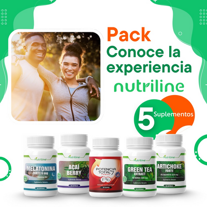 Pack "Conoce la Experiencia Nutriline" 5 Fórmulas Naturales para Hombres y Mujeres por $30 en Nutriline