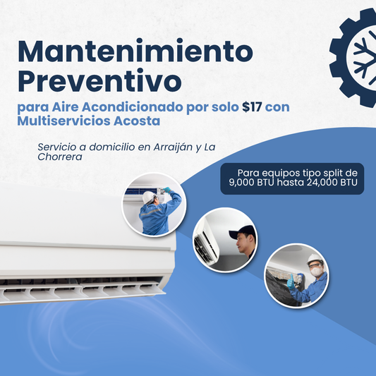 Servicio de Mantenimiento Preventivo para Aires Split (9,000–24,000 BTU) por $17 en Multiservicios Acosta