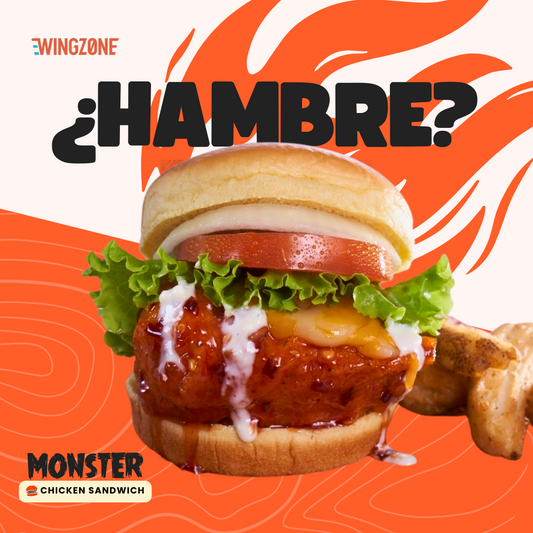 Monster Chicken Sandwich + 12 Wings o Boneless + 2 Sides + 2 Sodas por $18 en Wing Zone El Dorado