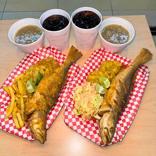 2 Corvinas Enteras o Filetes + 2 Sopas de Pescado + 2 Bebidas por $15 en Pescao y Limón