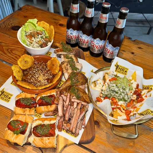 6 Platos de Carnes Ahumadas para Compartir + 4 Cervezas o Sodas por $30 en Mr. Meats