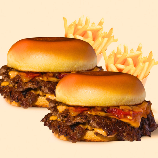 2 Burgers Oklahoma + 2 Papas Fritas + 2 Sodas por solo $14 en BunzBite