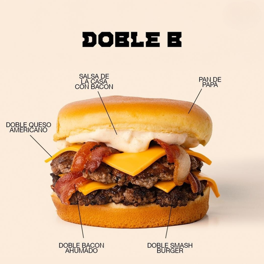 2 Burgers DOBLE B + 2 Papas Fritas + 2 Sodas por solo $16 en BunzBite