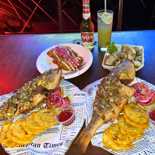 2 Pescados Fritos + 2 Almejas o Torrejitas de Bacalao + 2 Cervezas o Limonadas por $20 en Atlantis