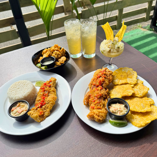 2 Filete de Pescado Al chombo + 2 Ceviches o Popcorn Fish + 2 Bebidas por $15 en Cevifruitt