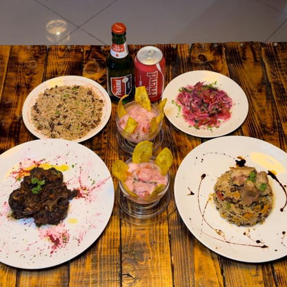 2 Platos Afro Caribeños + 2 Ceviches de Pescado + 2 Bebidas por $15 en Noctámbulo Lounge