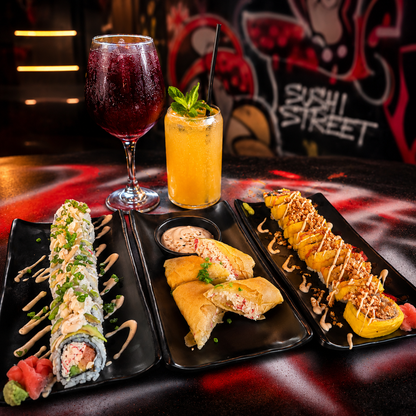 2 Sushi Premium del Menú + 1 Entrada + 2 Bebidas por solo $12 en Sushi Street
