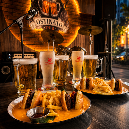 2 Divo Burgers + 3 Jarras de Balboa de Barril por $20 en Ostinato Pub