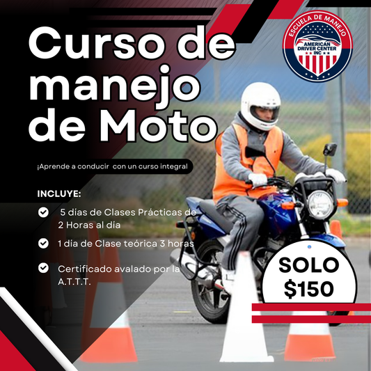 Curso de Manejo de Moto de 6 Días + Certificación Avalada por la ATTT + Examen Médico y Material de Estudio por $150 en American Driver Center