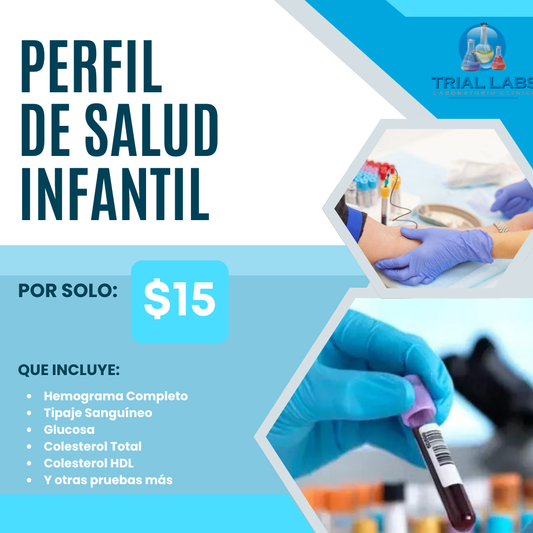 Exámenes Generales de Perfil de Salud Infantil con 10 Pruebas por $15 en Trial Labs