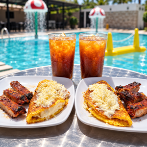 Pasadía con Piscina + 2 Platos con Cachapas + Costillas + 2 Bebidas para 2 personas