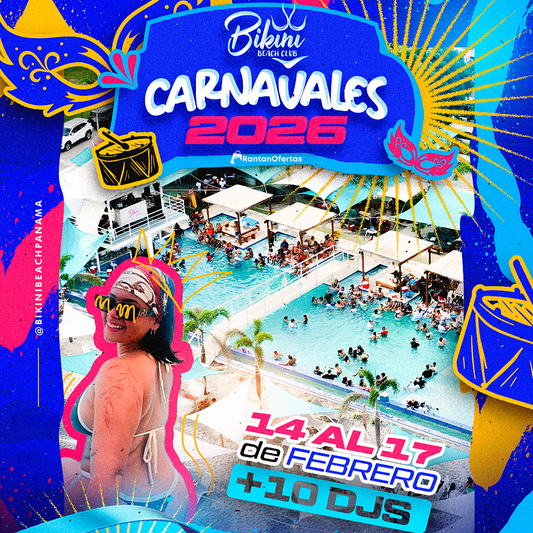 ¡2x1 en Pasadía Carnavalera en Playa Malibú por solo $10  en Bikini Beach Club!