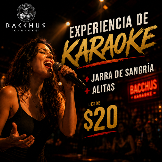 Experiencia de Karaoke + Jarra de Sangría + Alitas desde $20 en El Karaoke de Bacchus