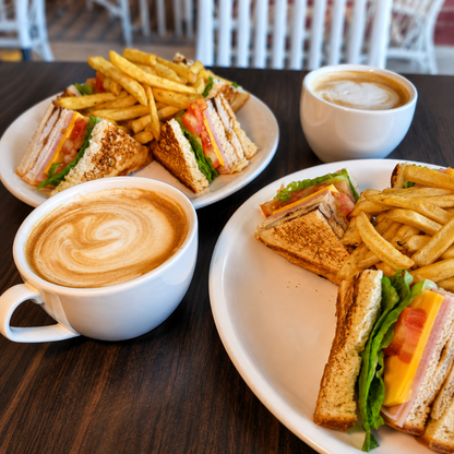 2 Club Sándwich + 2 Cafés por $14 en Candela Coffee Shot