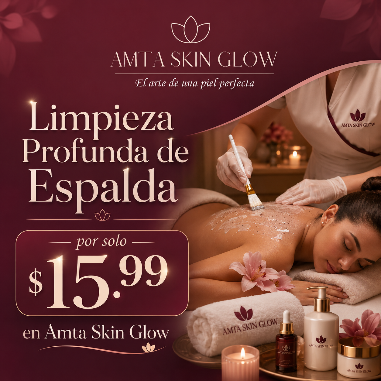 Limpieza Profunda de Espalda por solo $15.99 en Amta Skin Glow