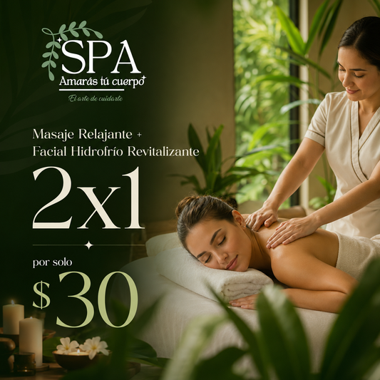 2x1 en Masaje Relajante + Facial Hidrofrío Revitalizante por solo $30 en Spa Amarás Tu Cuerpo