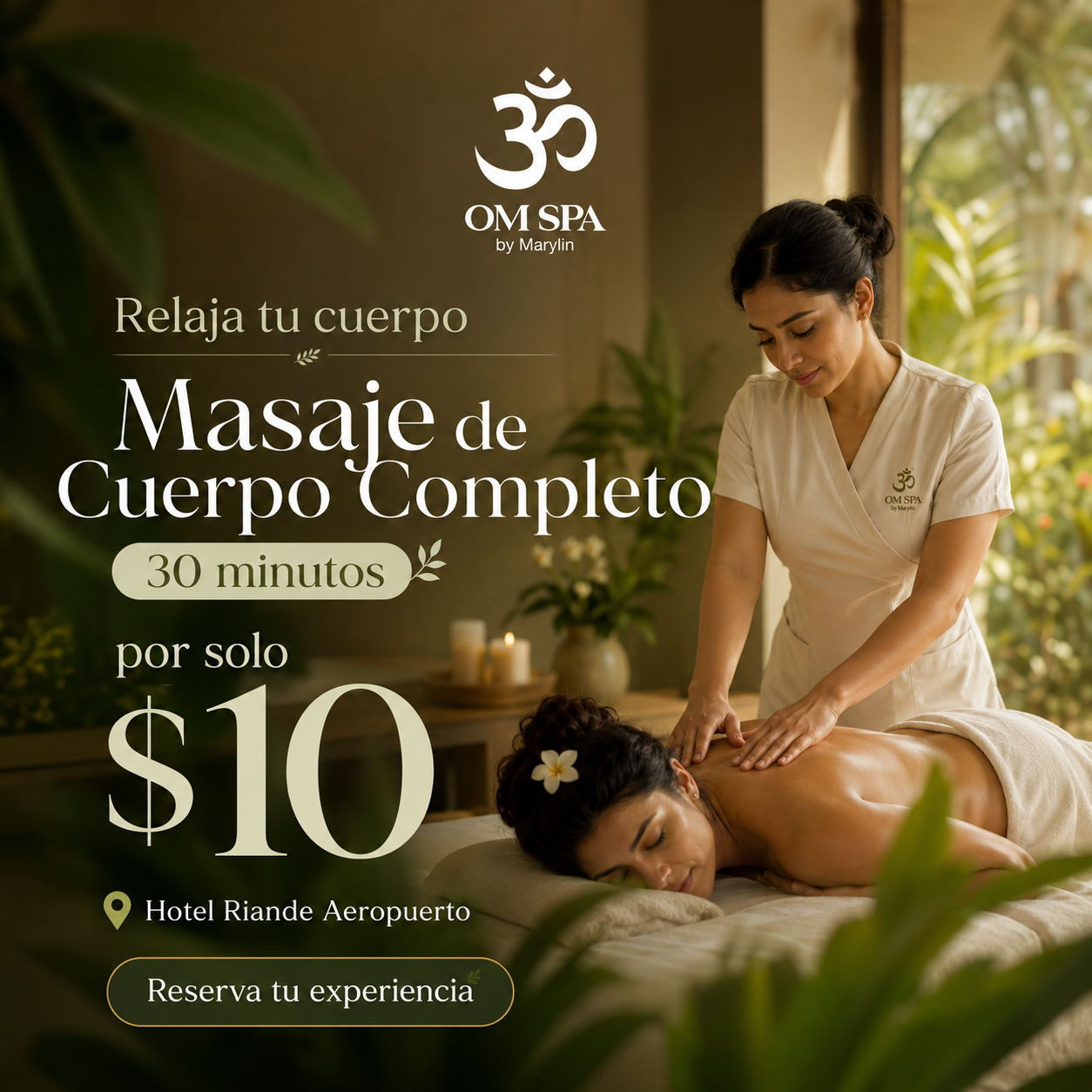Masaje de Cuerpo Completo de 30 Minutos por solo $10 en Om Spa