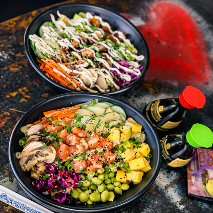 2 Poke Bowls + Entrada de Gyosas + Bebidas por solo $15 en Sushi Street