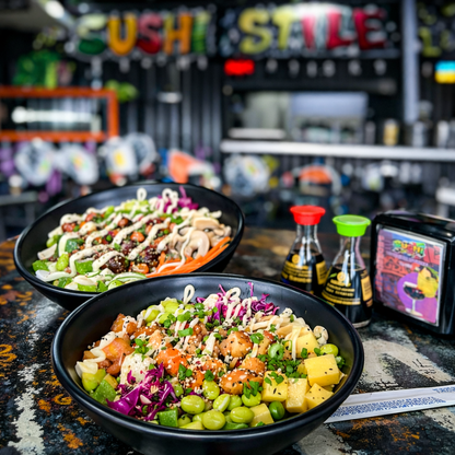 2 Poke Bowls + Entrada de Gyosas + Bebidas por solo $15 en Sushi Street