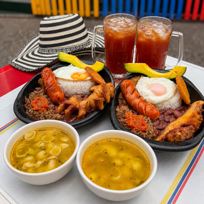 2 Bandejas Paisas + 2 Caldos de Entrada + 2 Aguapanelas por solo $16 en Donde La Paisita
