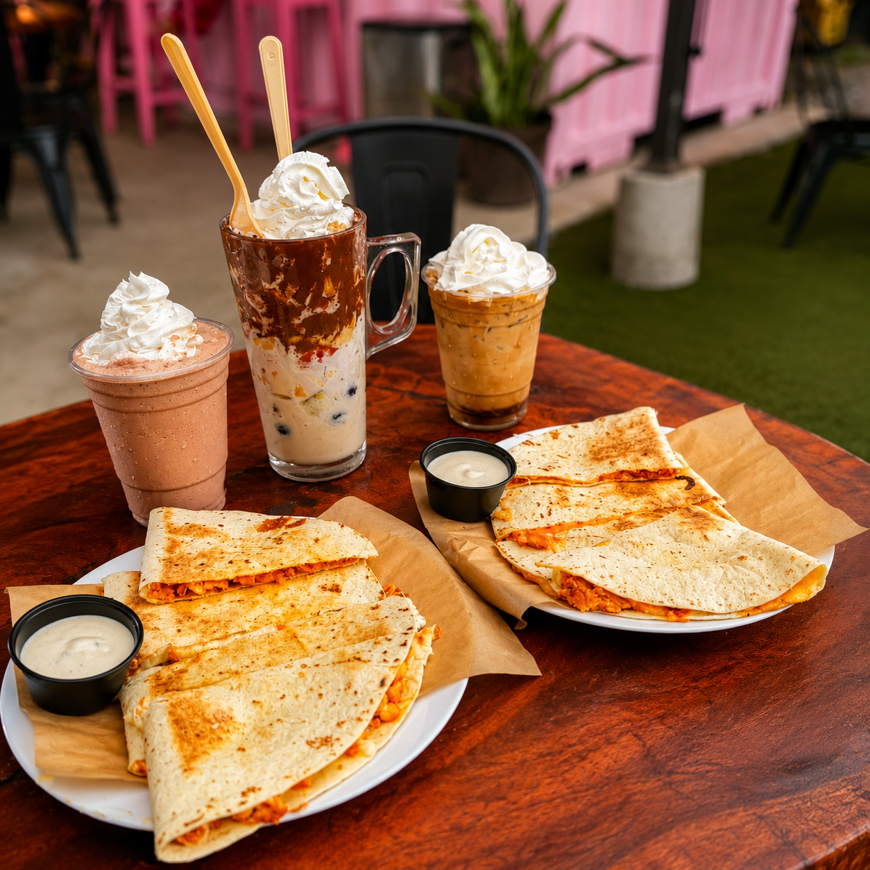 Wraps o Quesadillas + Ensalada de Frutas + Bebidas por solo $16 en Ay Bendito Batido