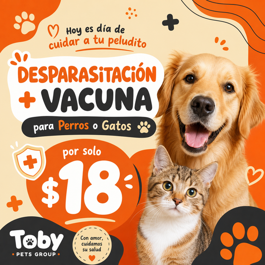 Desparasitación + Vacuna para Perros o Gatos por solo $18 en Toby Pets Group