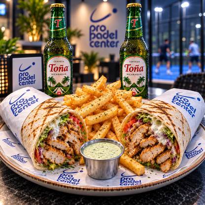 Combo para 2 Personas con Shawarmas o Hamburguesas + 2 Cervezas Toña por $10 en Pro Padel Center
