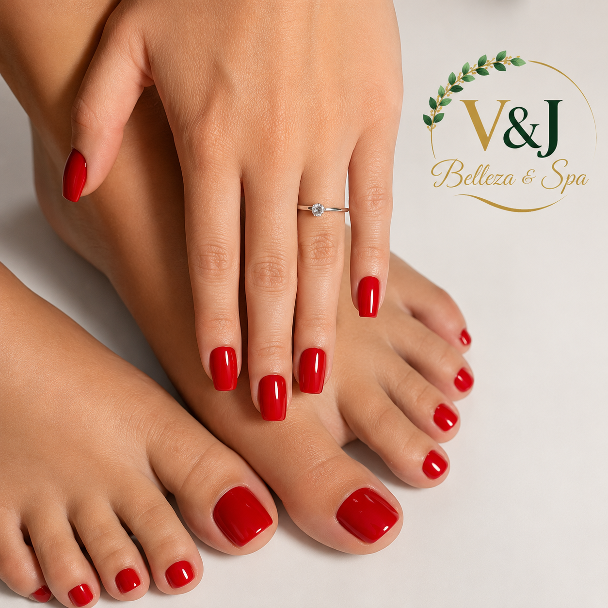 Manicure + Pedicure Semipermanente por solo $22 en V&J Belleza and Spa