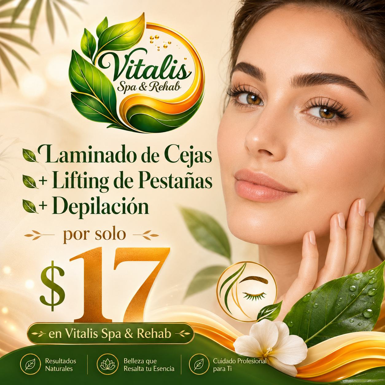 Laminado de Cejas + Lifting de Pestañas + Depilación por solo $17 en Vitalis Spa and Rehab