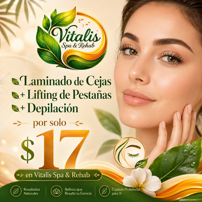 Laminado de Cejas + Lifting de Pestañas + Depilación por solo $17 en Vitalis Spa and Rehab