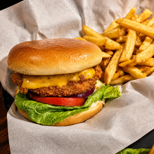 2 Chicken Burgers + Papas + 2 Bebidas por solo $10 en Alitas Salvajes Pub